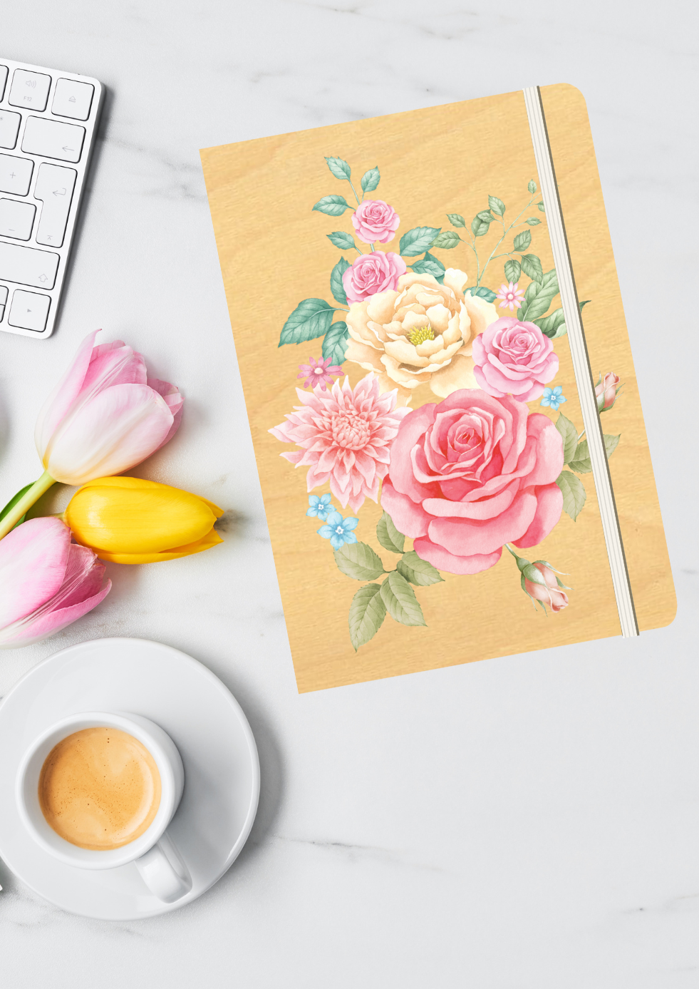 A5 Wood Cover Journal (Blank) - Floriana