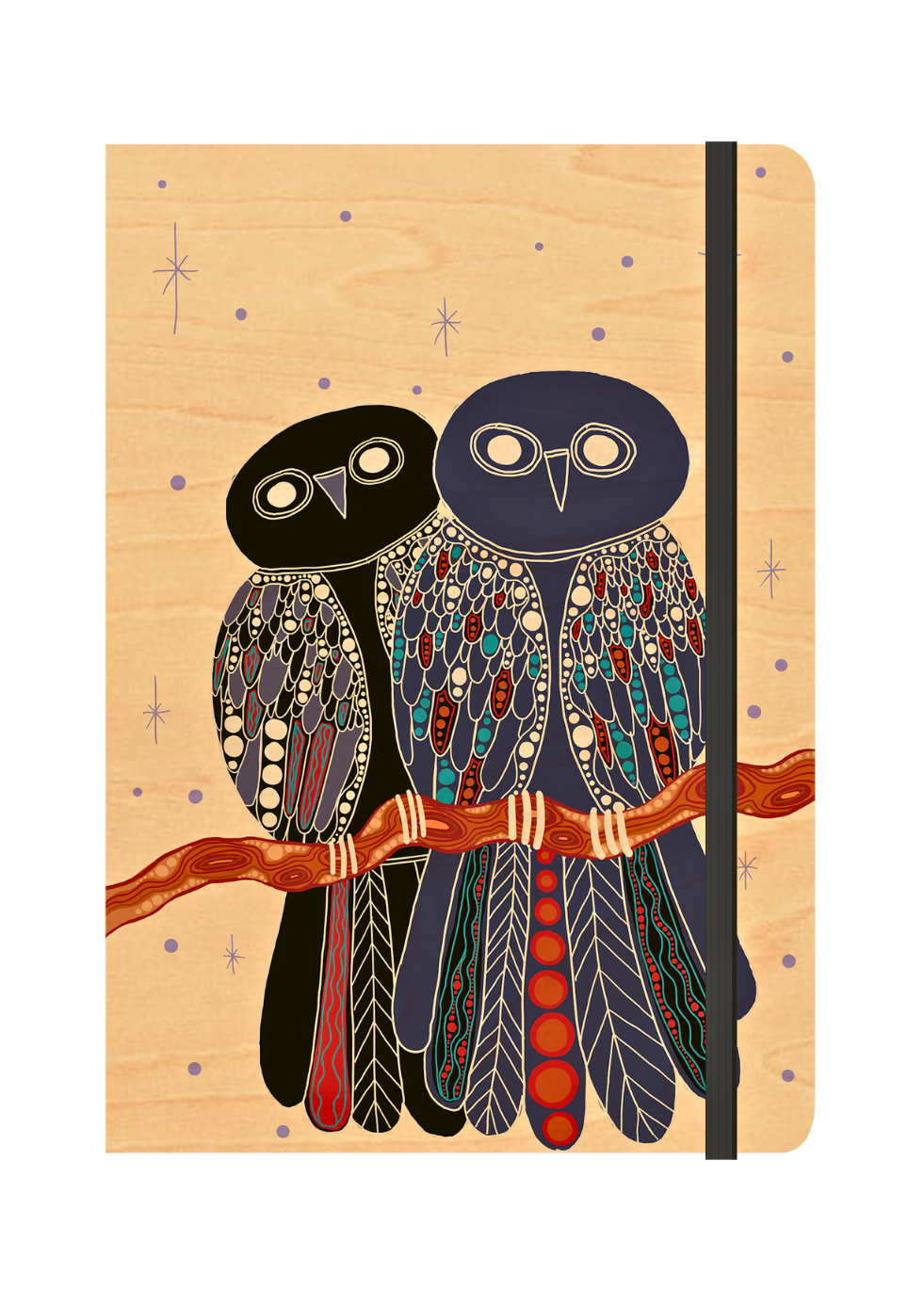 B6 Wood Cover Notebook (Lined) - Gugu (Owl)