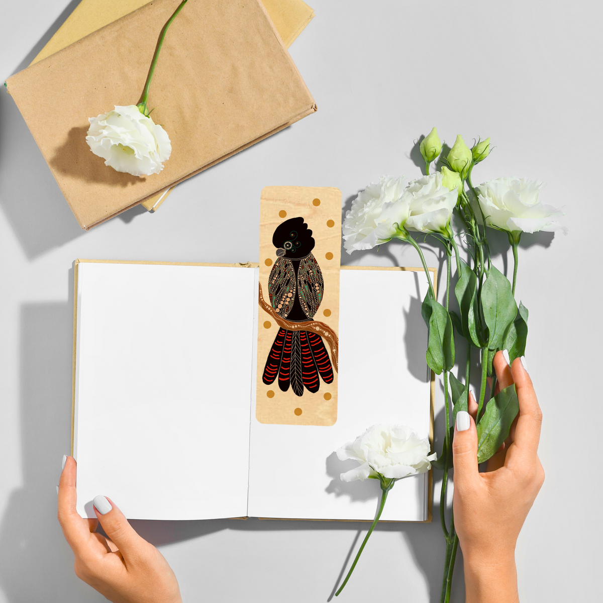 Wood Bookmark - Gidila (Red Tailed Black Cockatoo)