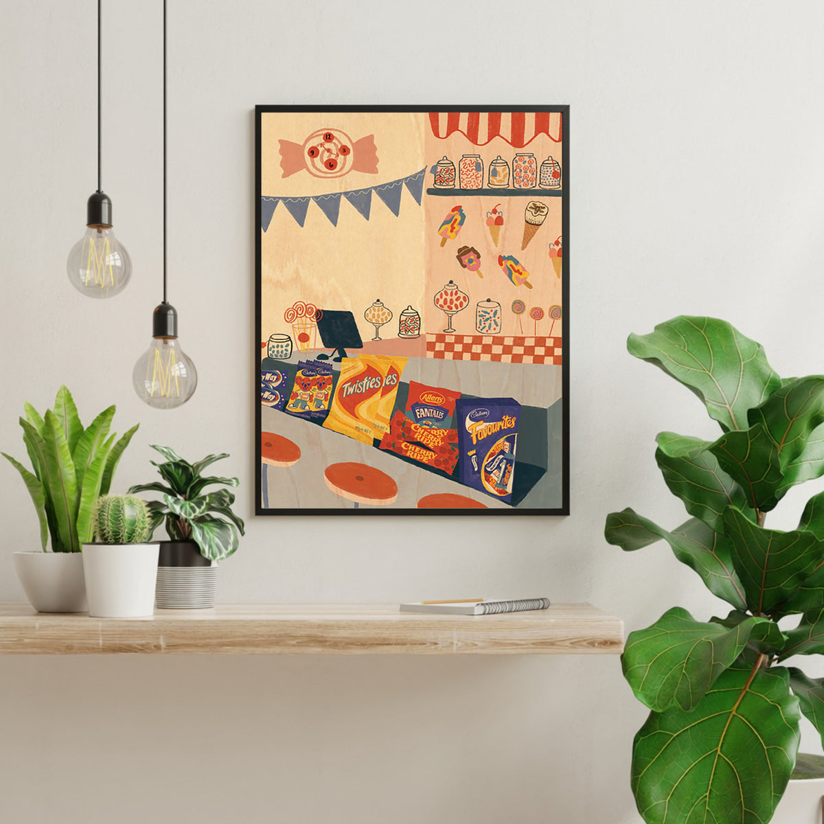 Wood Art Print A4 - Lolly Shop