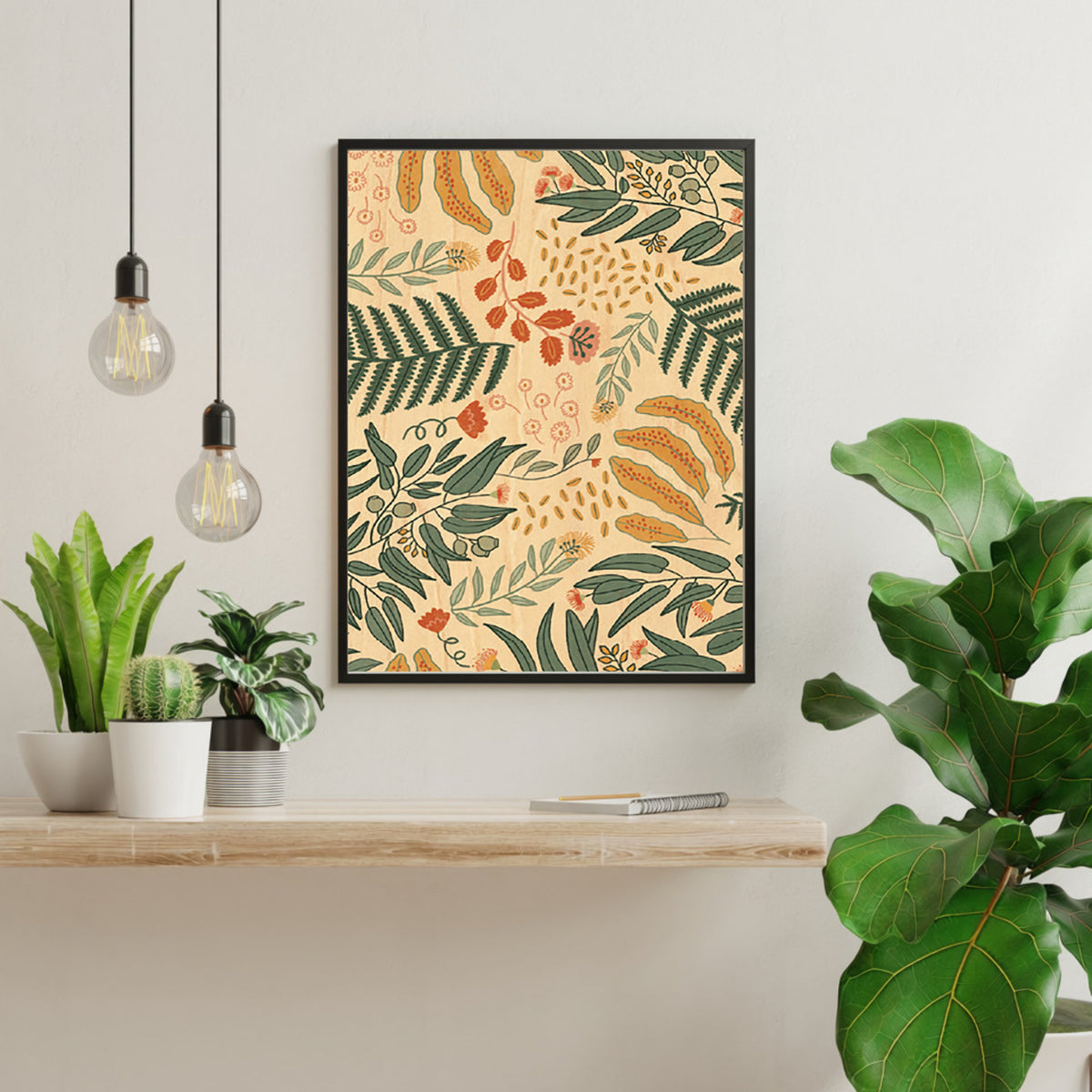 Wood Art Print A4 - Flora Jungle
