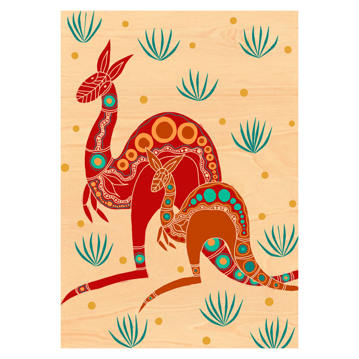 Wood Art Print A4 - Yuri (Kangaroo)