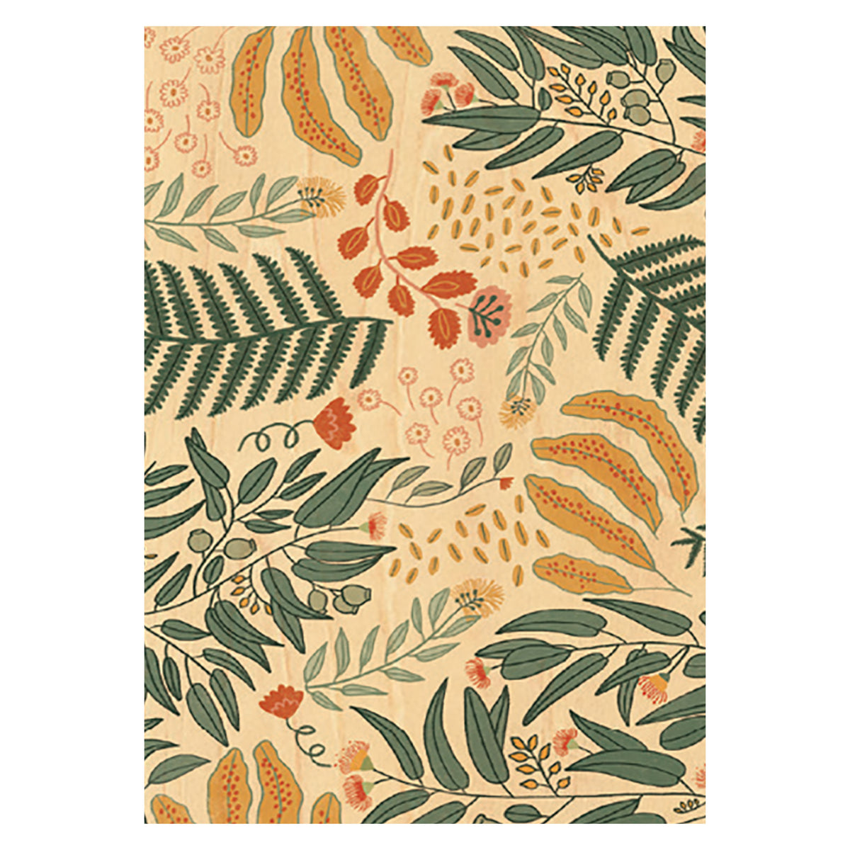 Wood Art Print A4 - Flora Jungle