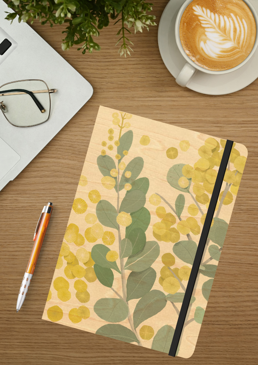 B6 Wood Cover Notebook (Lined) - Golden Wattle
