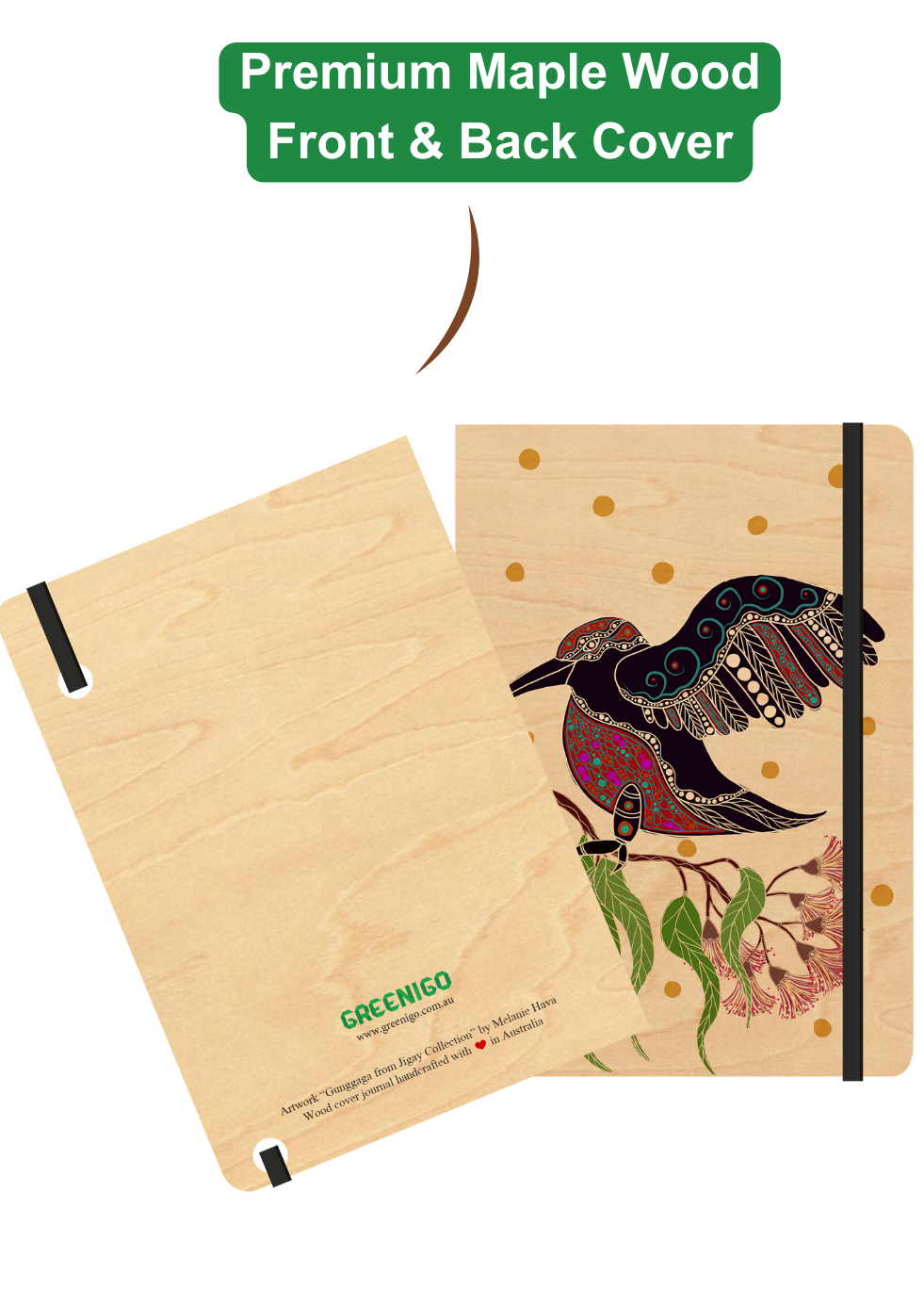 A5 Wood Cover Journal (Blank) - Gunggaga (Kookaburra)