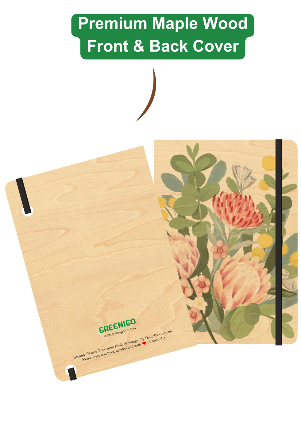 B6 Wood Cover Notebook (Lined) - Native Posy