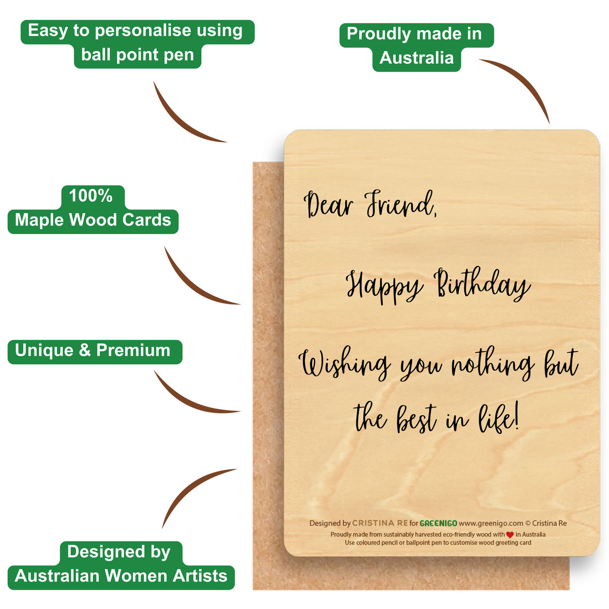 Wood Greeting Card - Parrots & Proteas