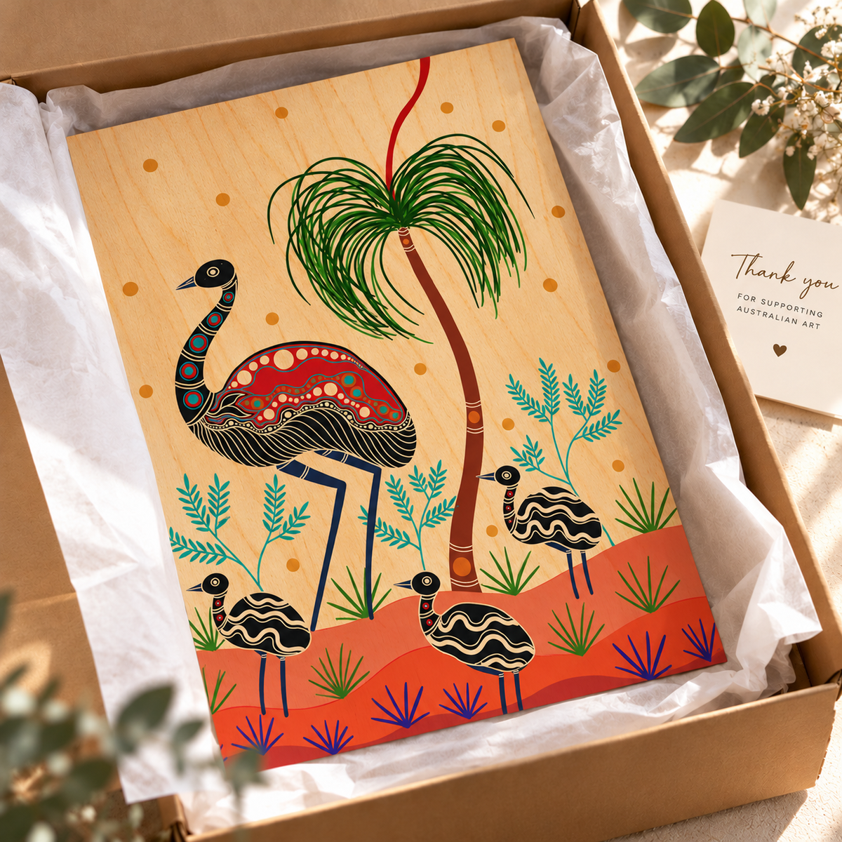 Wood Art Print - Emu