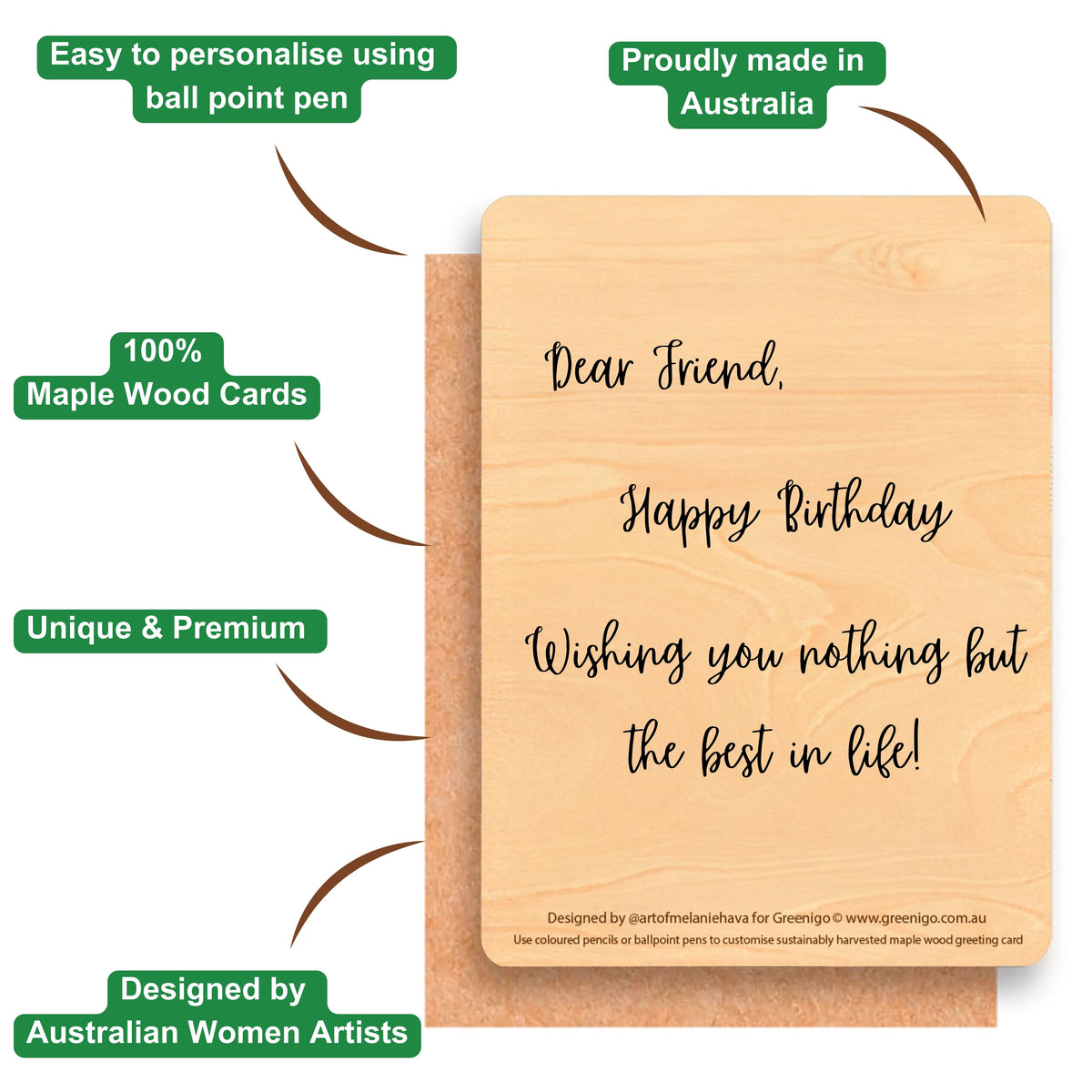 Wood Greeting Card - Gugu (Owl)