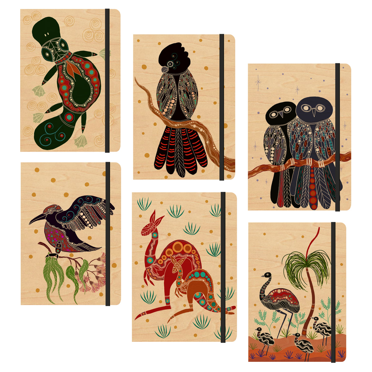 Wood Cover A5 Journal Bundle - 6 Pack - Jigay Collection