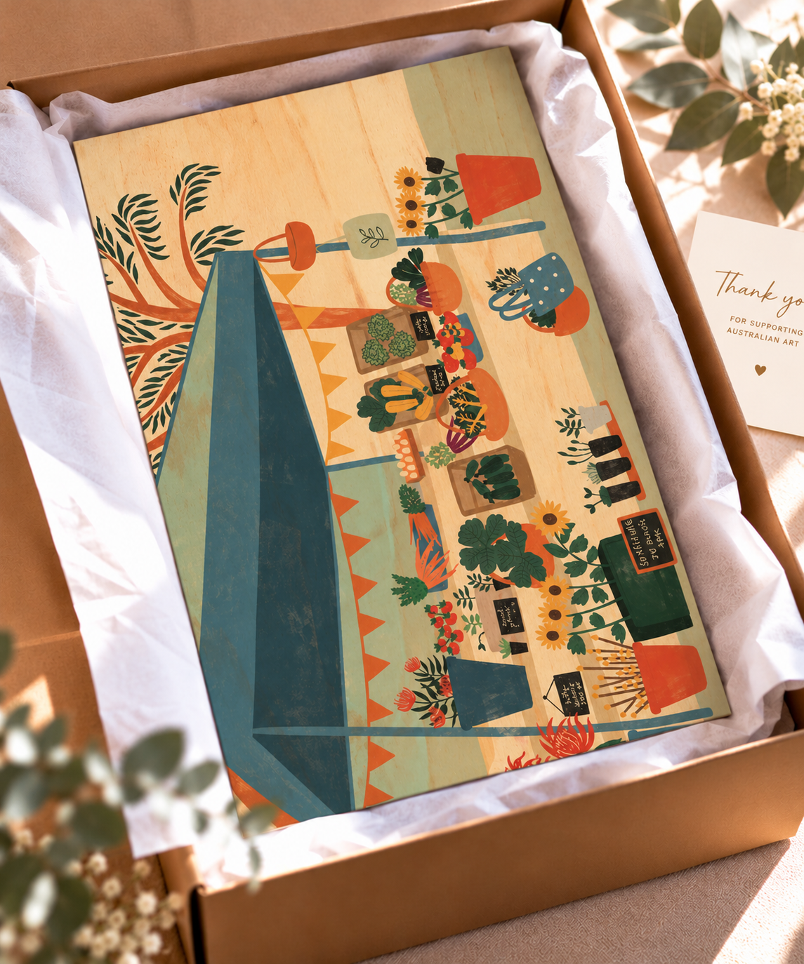 Wood Art Print - Farmer's Market