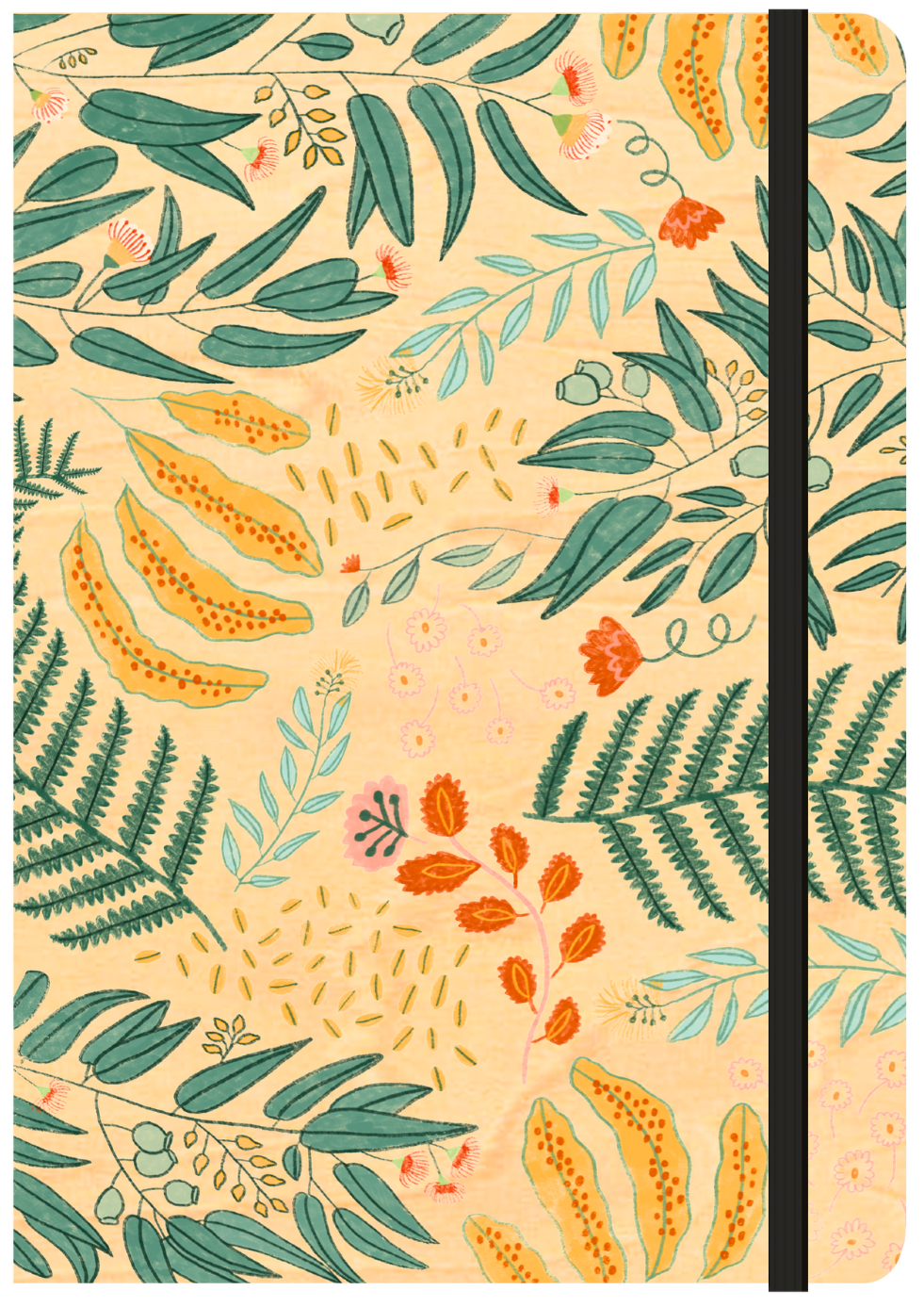 A5 Wood Cover Journal (Blank) - Flora Jungle
