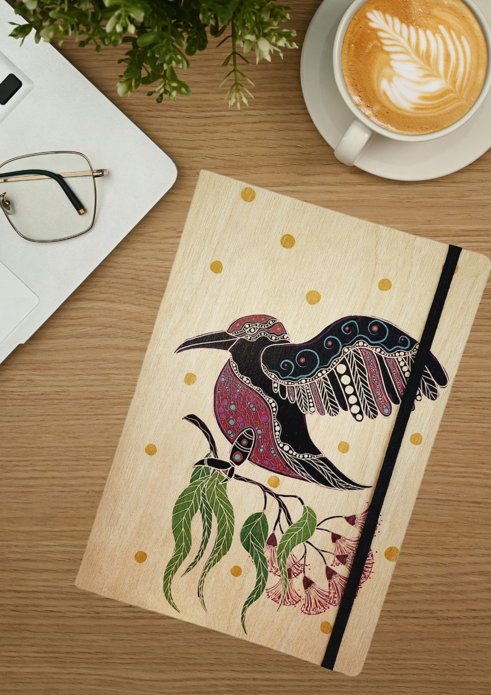 A5 Wood Cover Journal (Blank) - Gunggaga (Kookaburra)