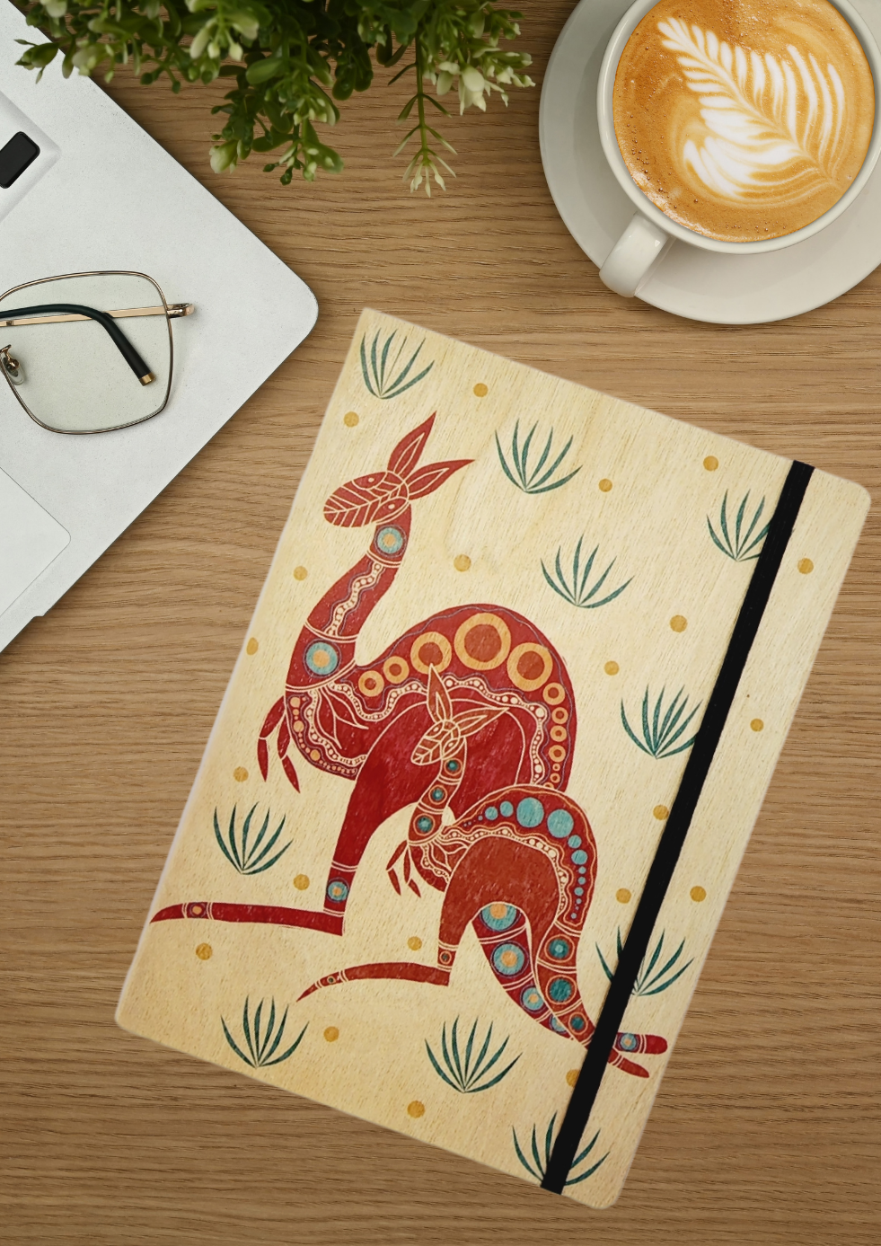 A5 Wood Cover Journal (Blank) - Yuri (Kangaroo)