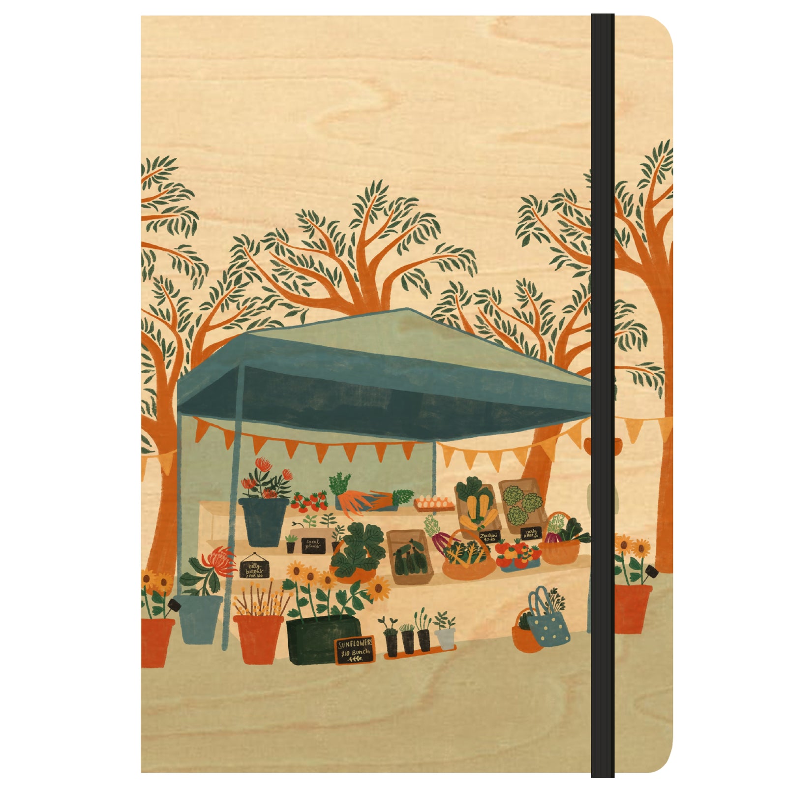 A5 Wood Cover Journal (Blank) - Farmers Market