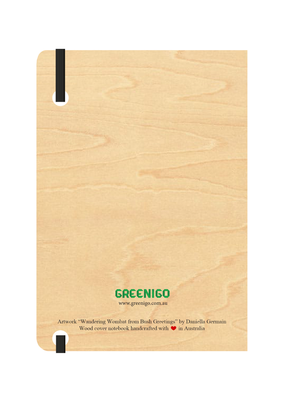 B6 Wood Cover Notebook (Lined) - Wombat Wandering