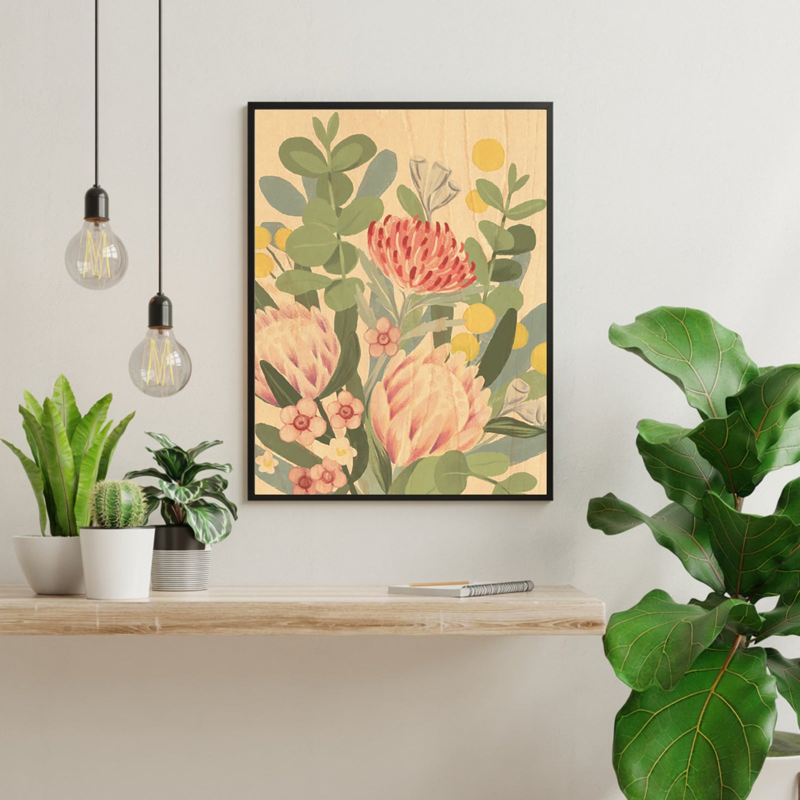 Wood Art Print A4 - Native Posy