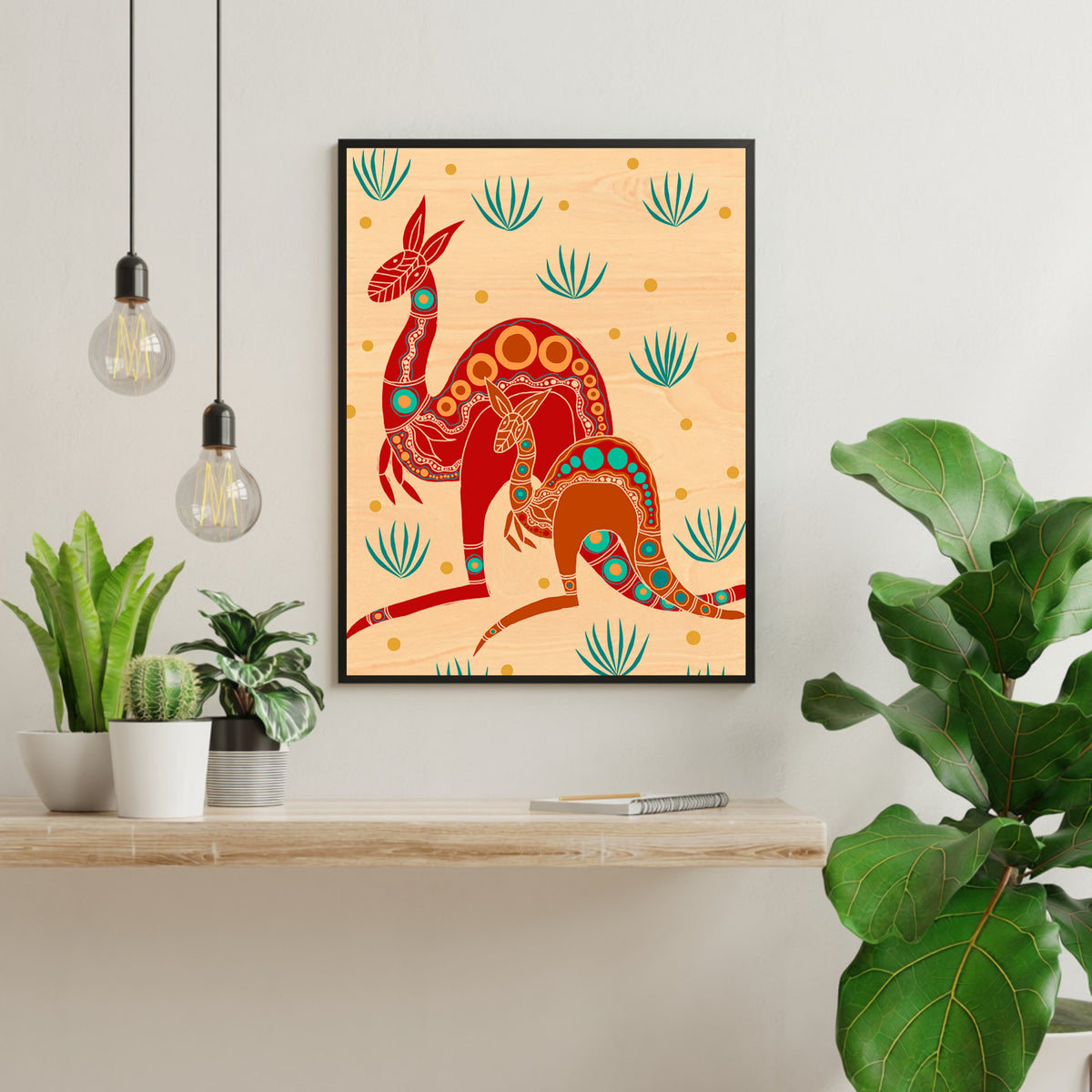 Wood Art Print A4 - Yuri (Kangaroo)