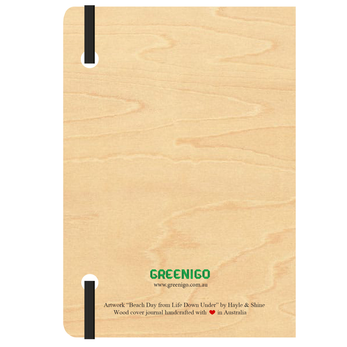 A5 Wood Cover Journal (Blank) - Beach Day