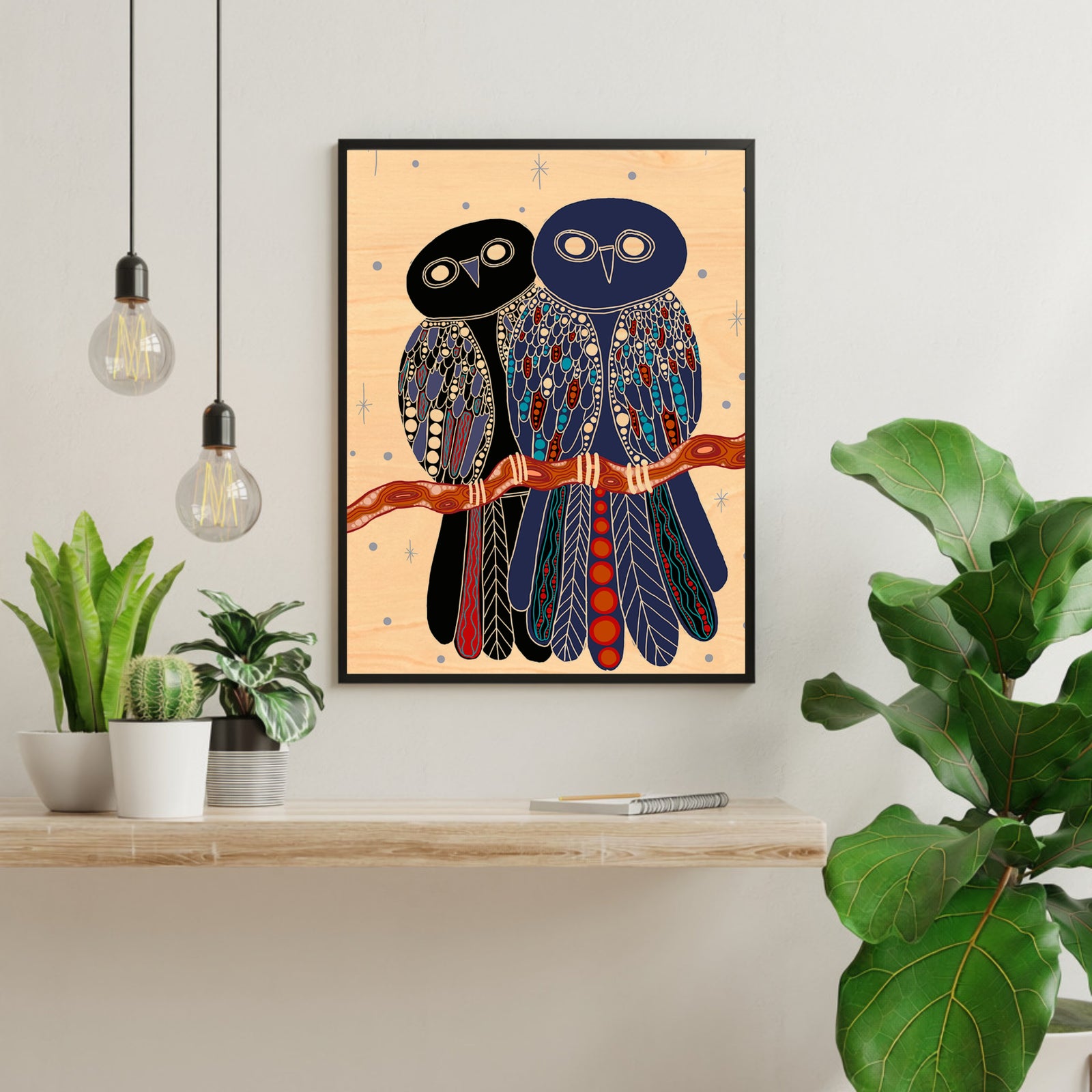 Wood Art Print A4 - Gugu (owl)
