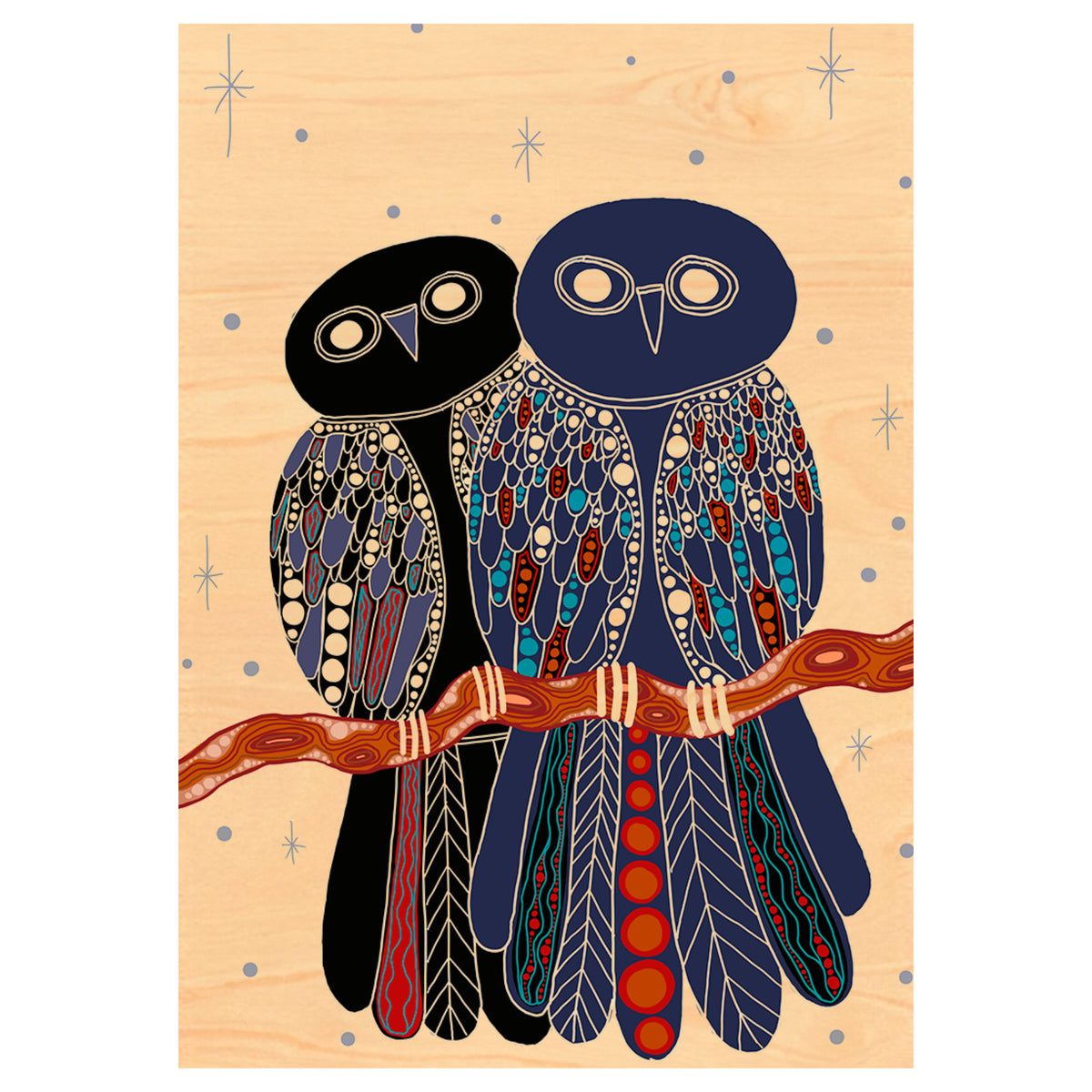 Wood Art Print A4 - Gugu (owl)