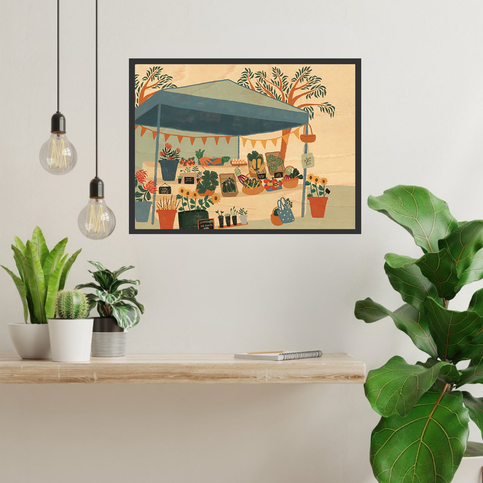 Wood Art Print A4 - Farmer's Market