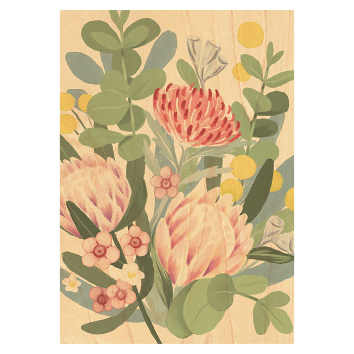 Wood Art Print A4 - Native Posy