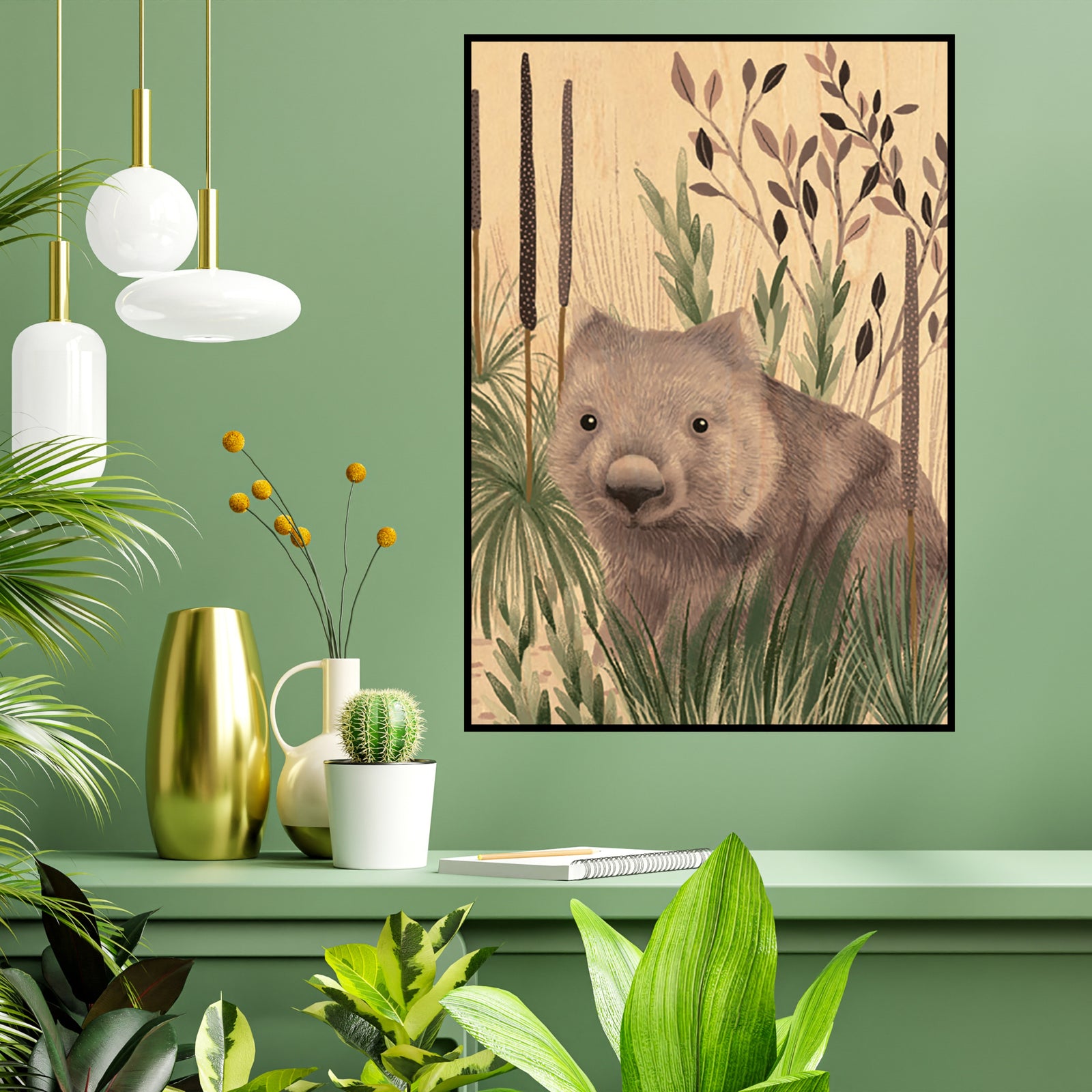 Wood Art Print A3 - Wombat Wandering