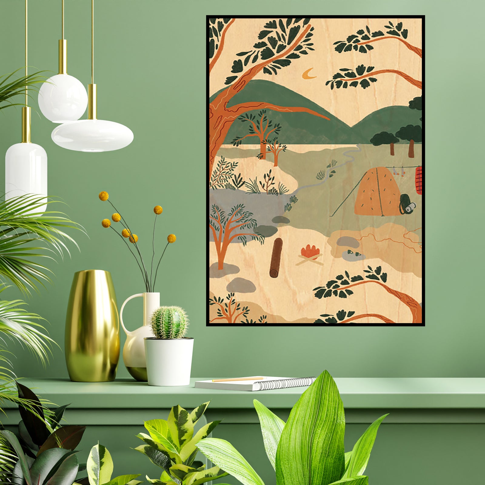 Wood Art Print A3 - Camping Trip