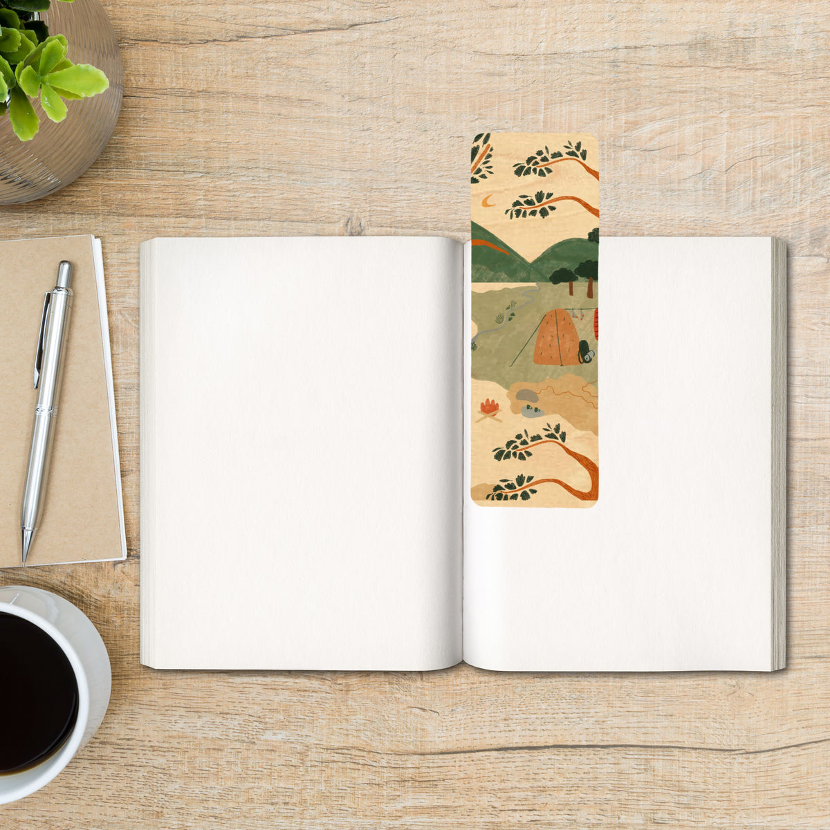 Wood Bookmark - Camping Trip