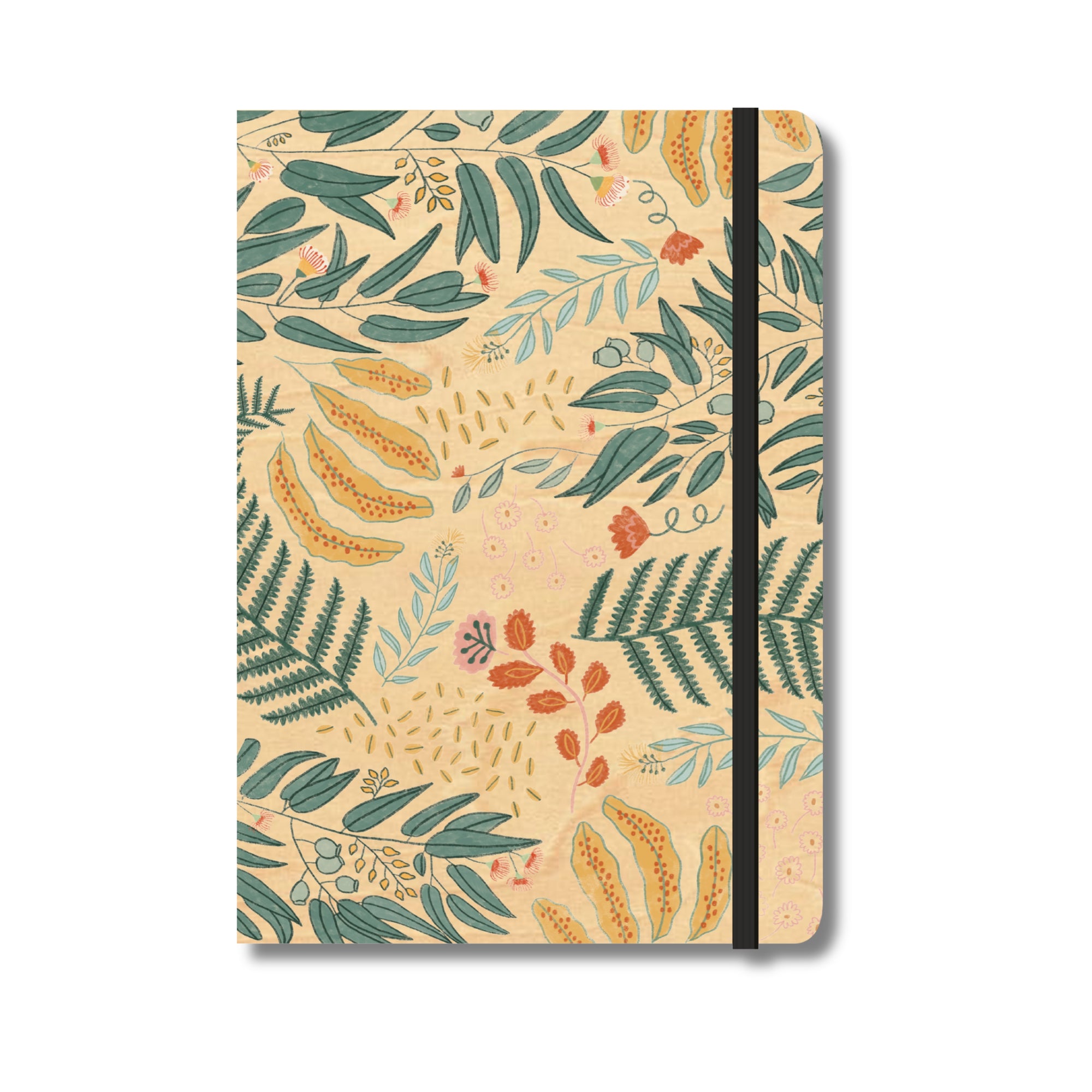 B6 Wood Cover Notebook (Lined) - Flora Jungle