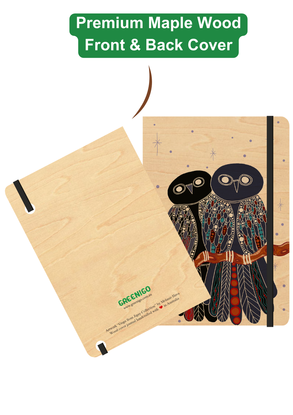A5 Wood Cover Journal (Blank) - Gugu (Owl)