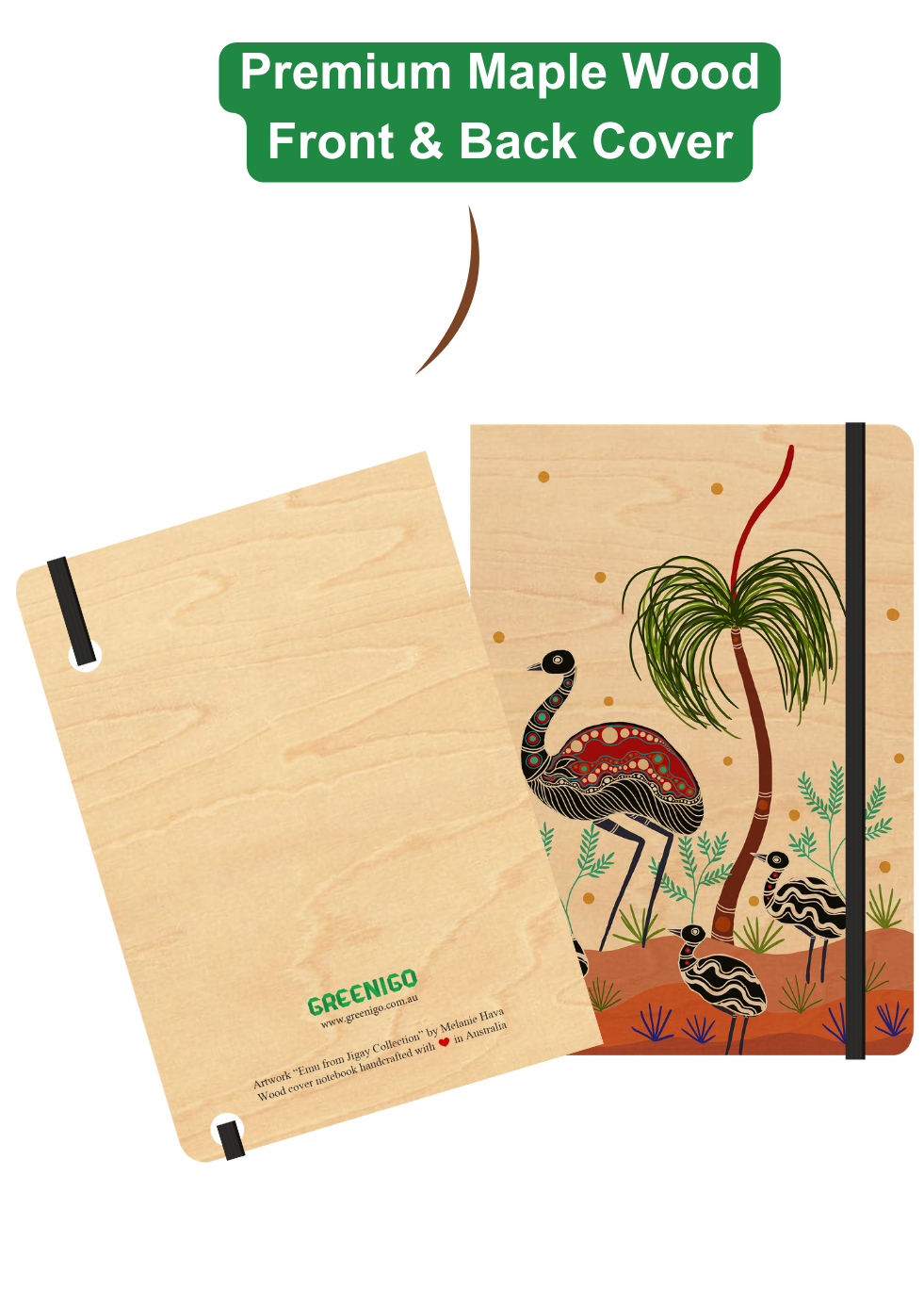 B6 Wood Cover Notebook (Lined) - Emu