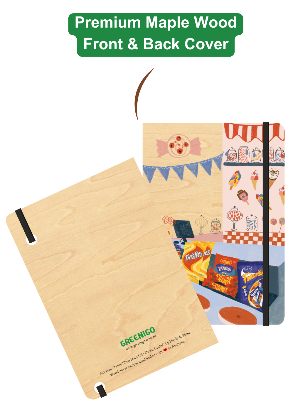 A5 Wood Cover Journal (Blank) - Lolly Shop