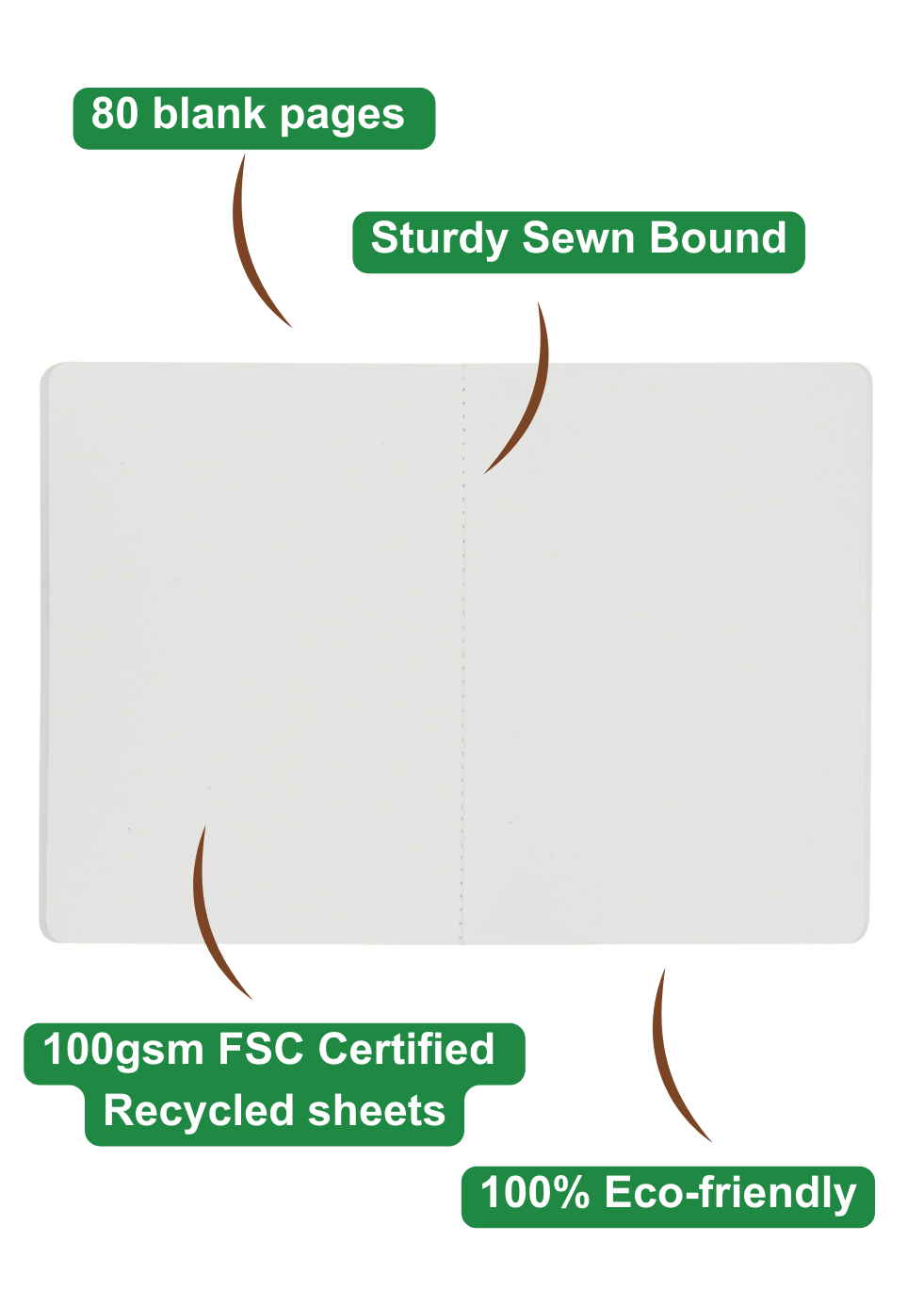 A5 Wood Cover Journal (Blank) - White Wolf