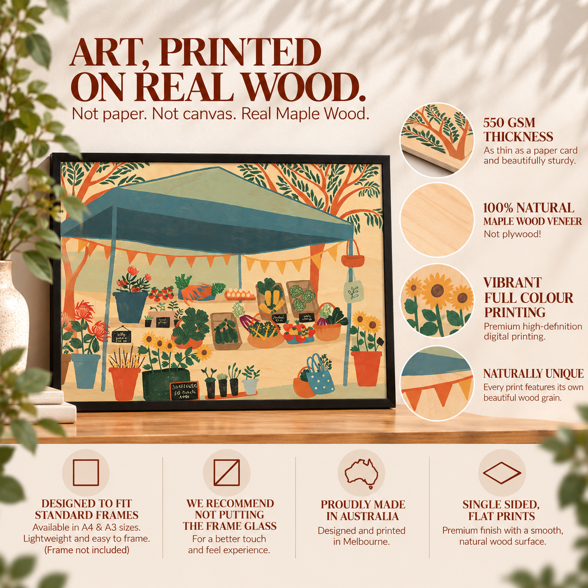 Wood Art Print - Farmer's Market