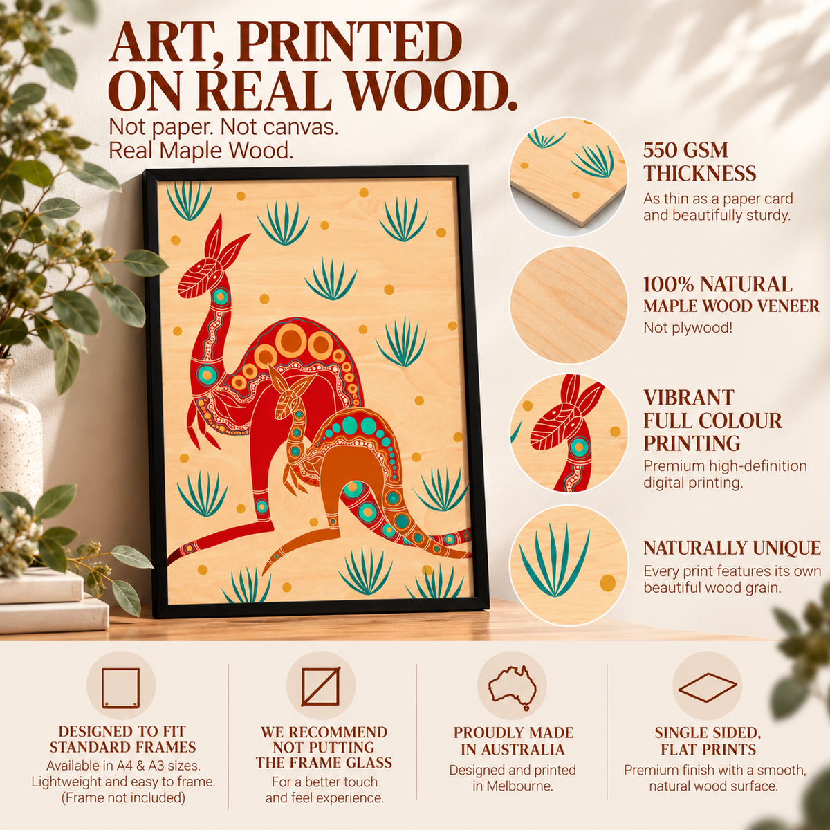 Wood Art Print - Yuri (Kangaroo)