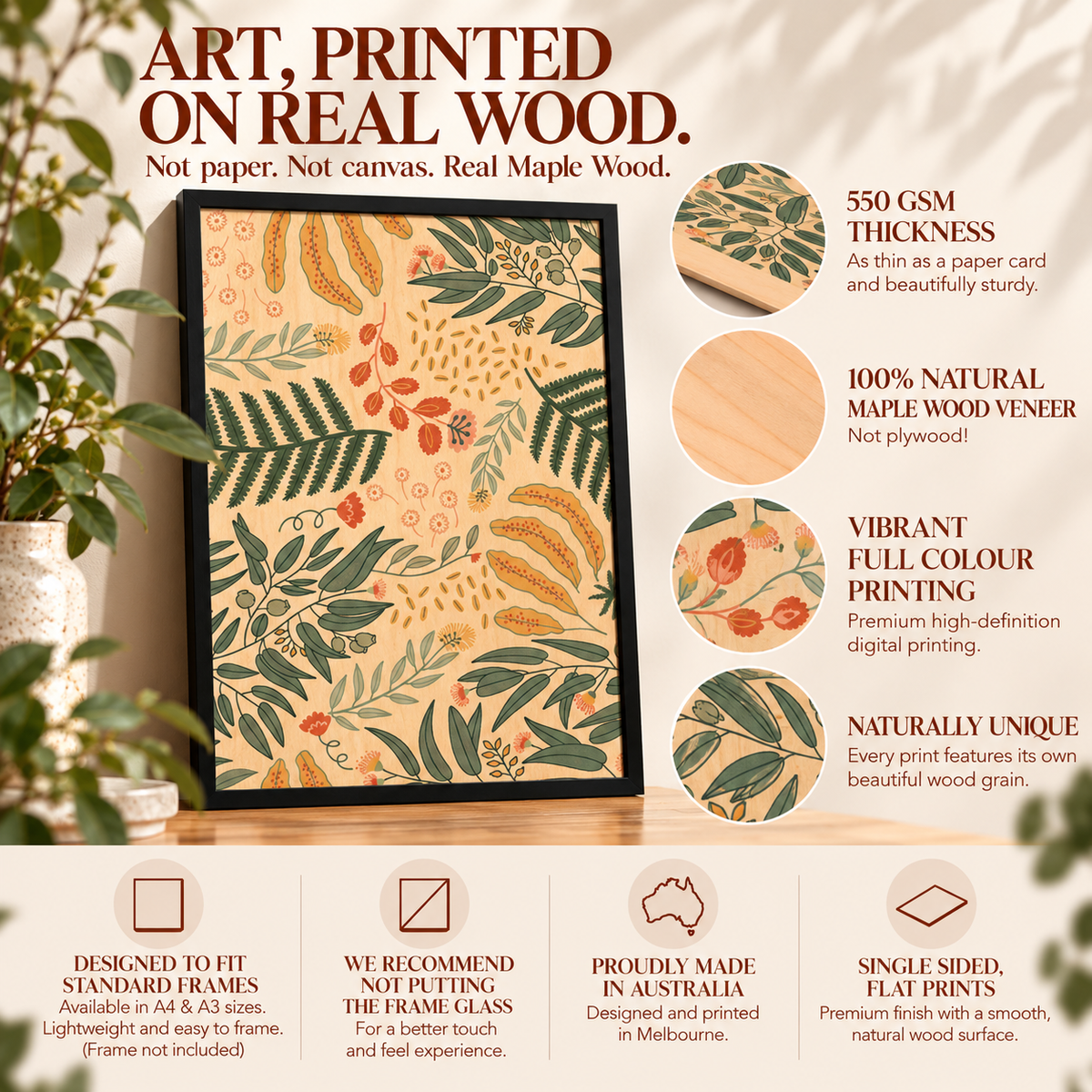 Wood Art Print - Flora Jungle