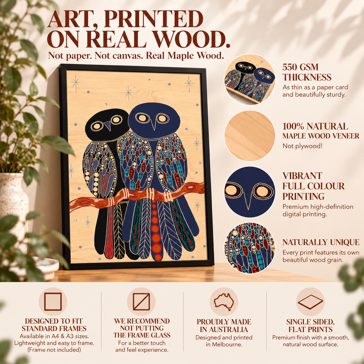 Wood Art Print - Gugu (owl)