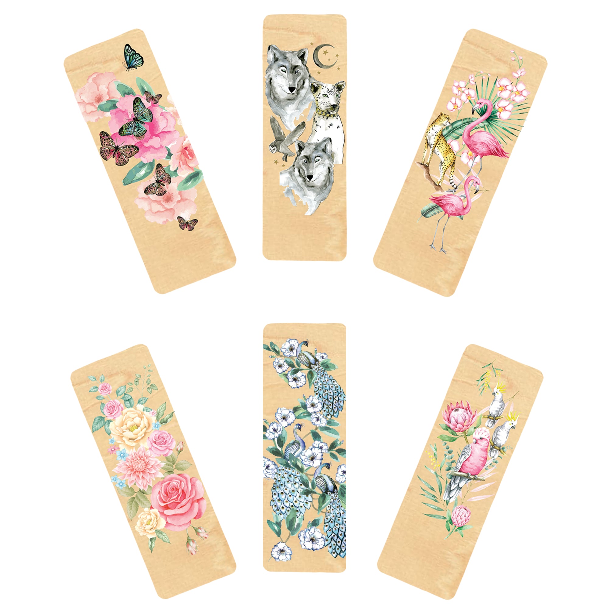 Wood Bookmark Bundle - 6 Pack - Garden Collection