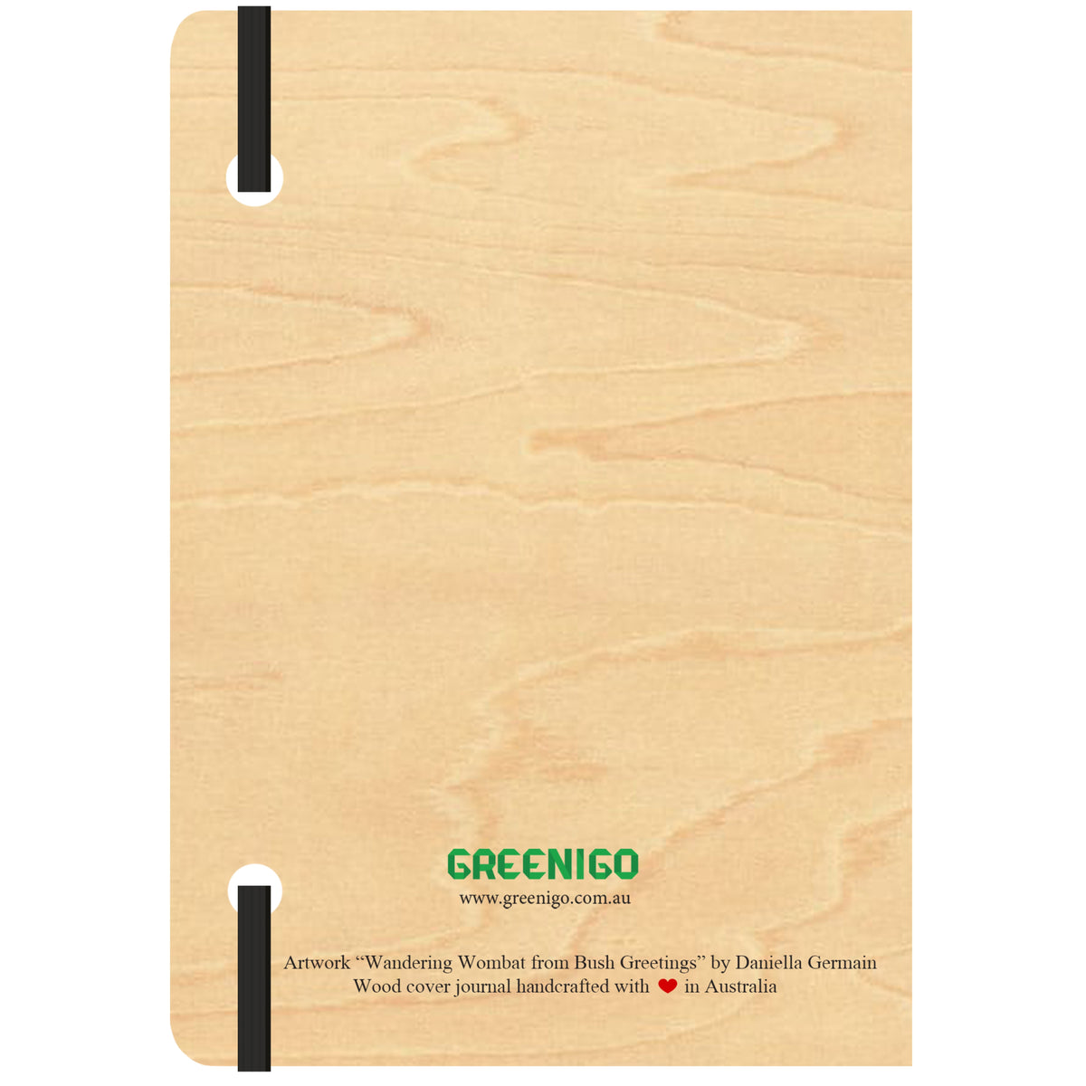 A5 Wood Cover Journal (Blank) - Wombat Wandering