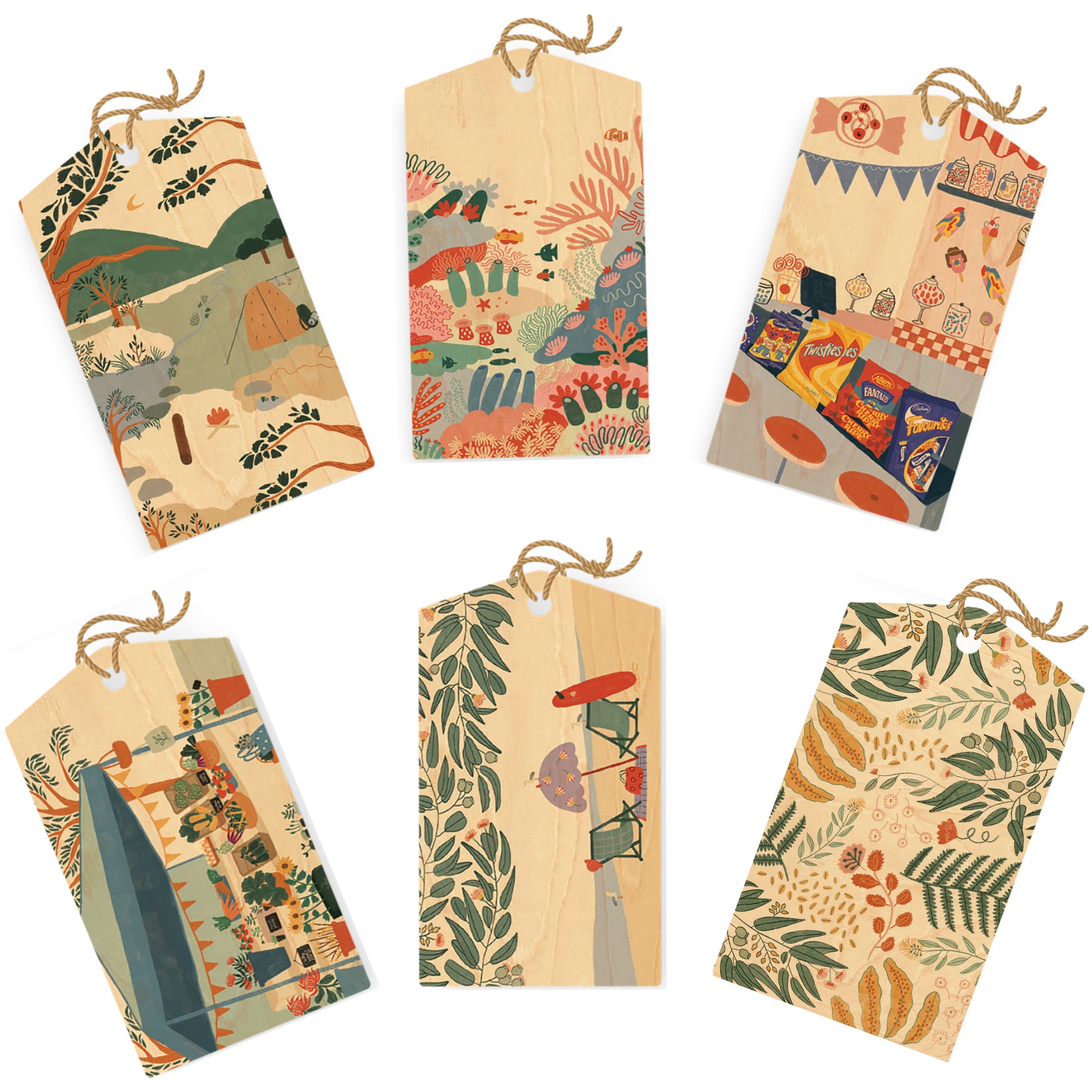 Wood Gift Tag Bundle - 6 Pack - Life Down Under