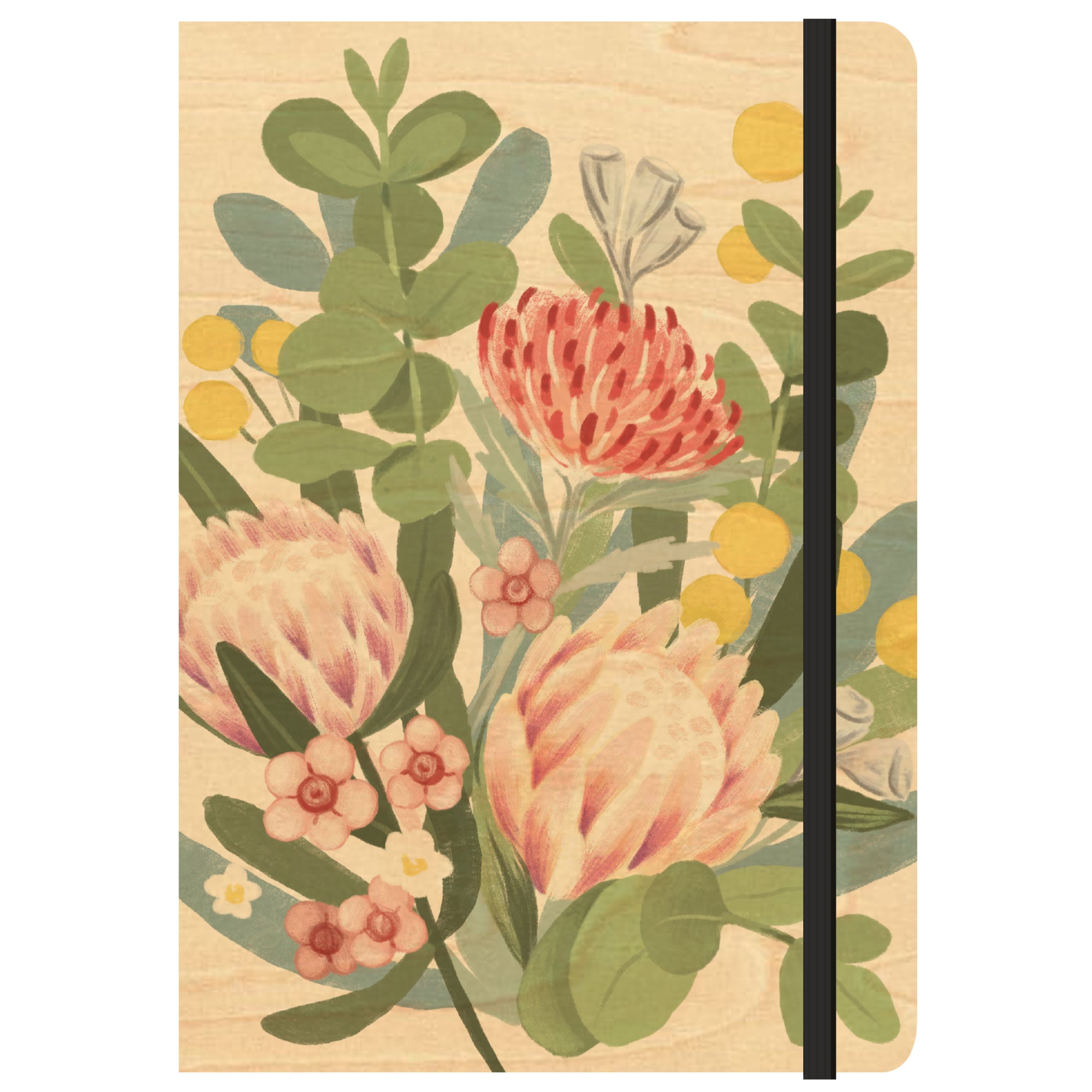 A5 Wood Cover Journal (Blank) - Native Posy