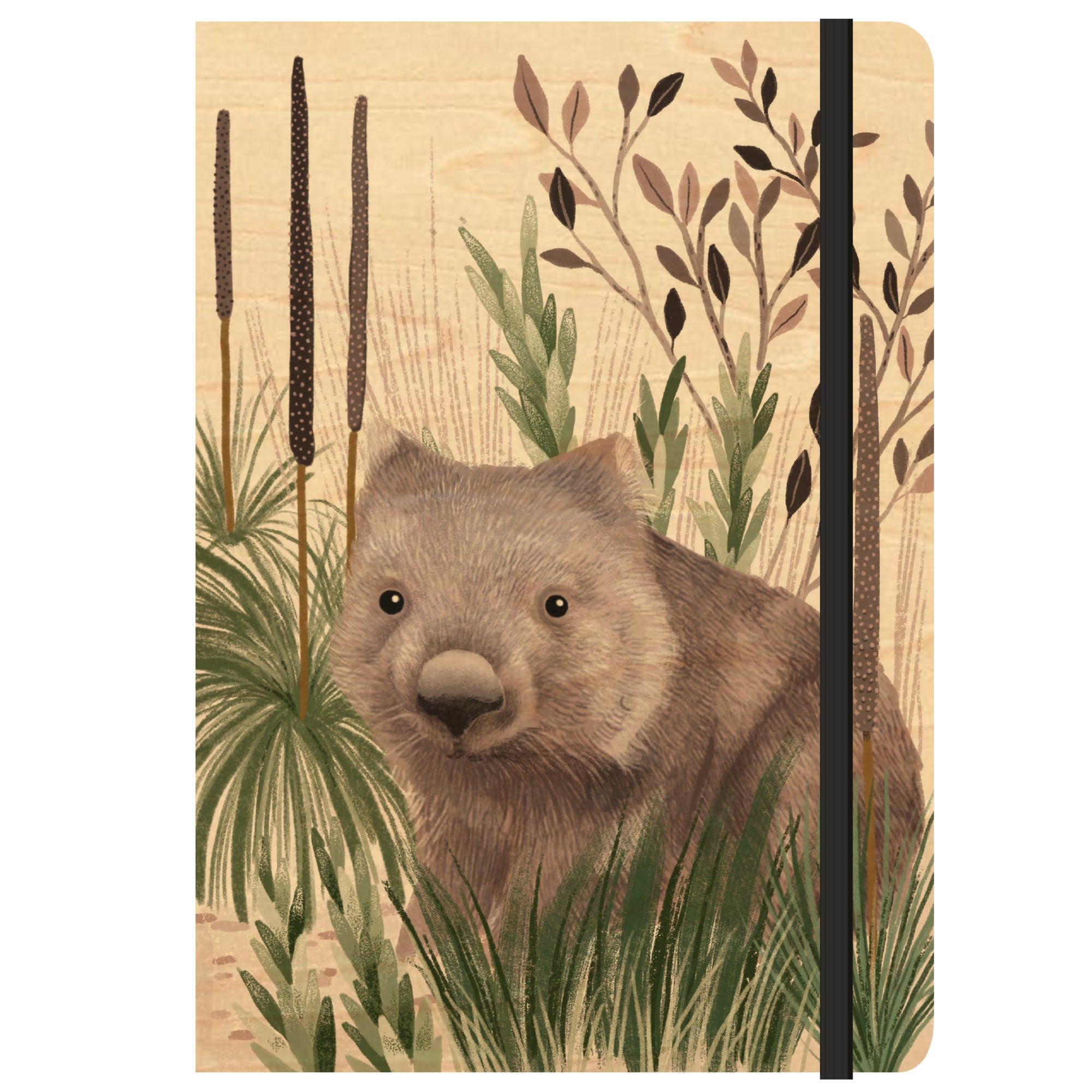 A5 Wood Cover Journal (Blank) - Wombat Wandering