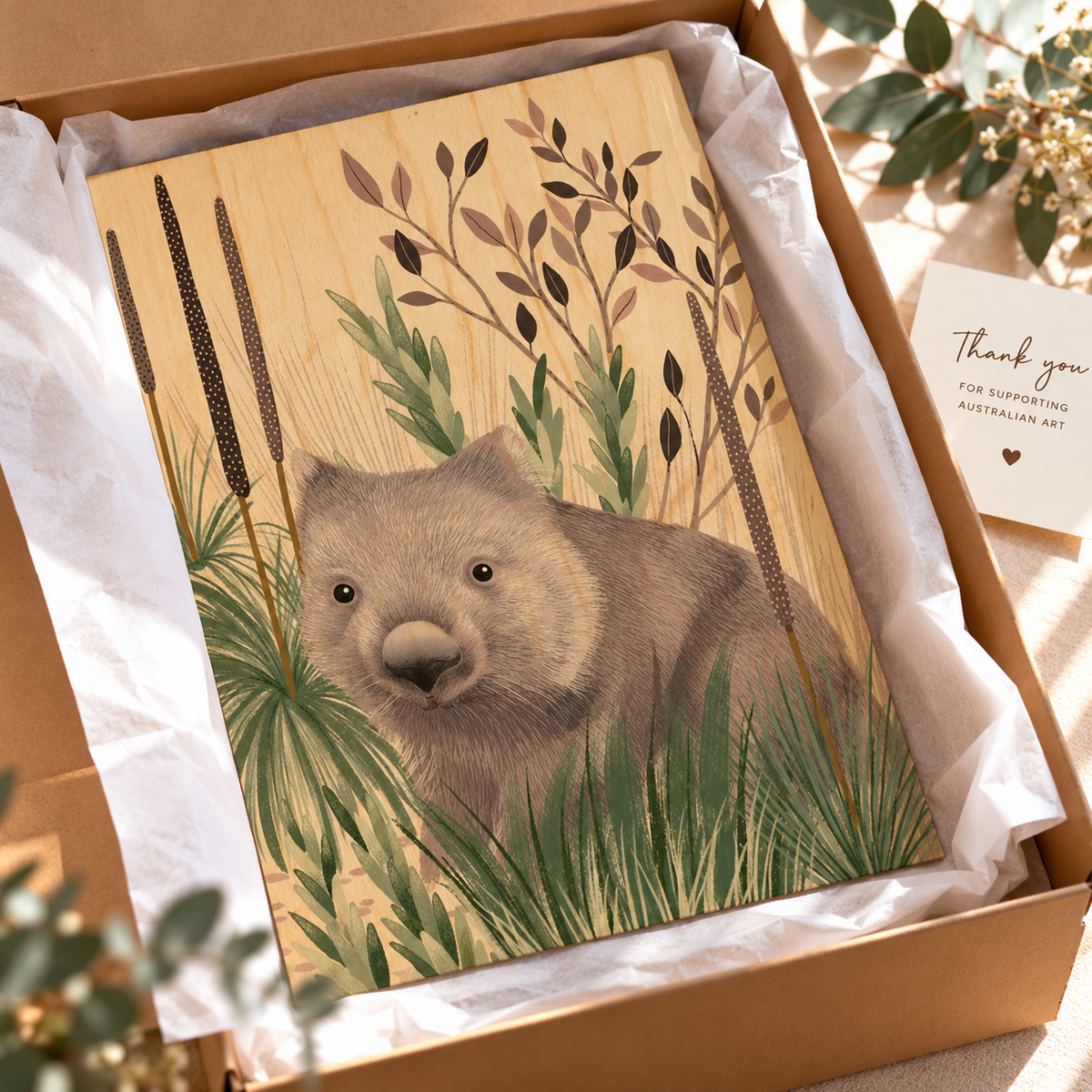 Wood Art Print - Wombat Wandering