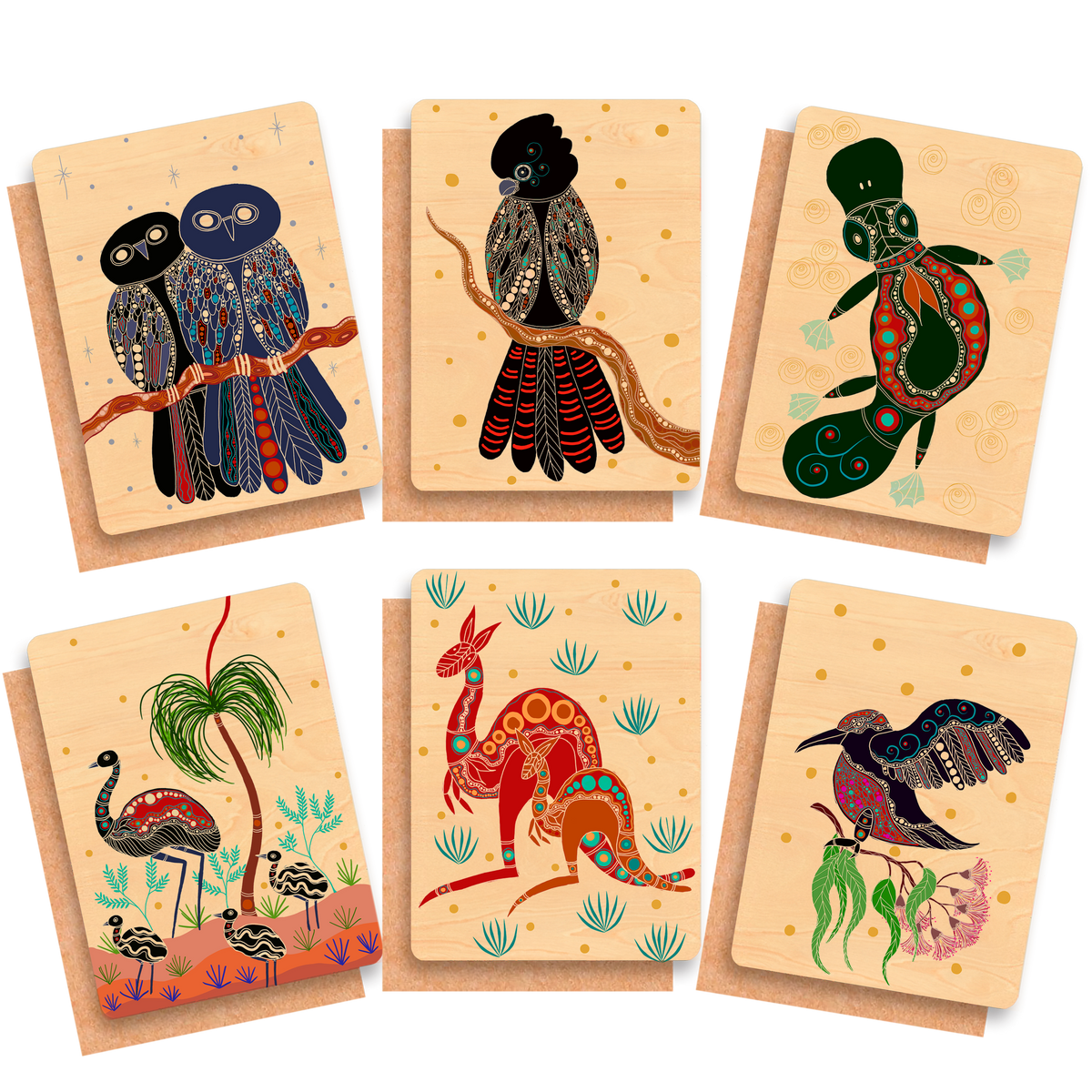 Wood Greeting Card Bundle - 6 Pack - Jigay Collection