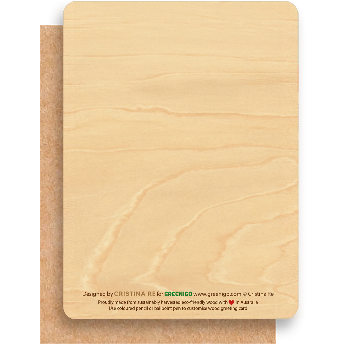 Wood Greeting Card - Peacock Garden