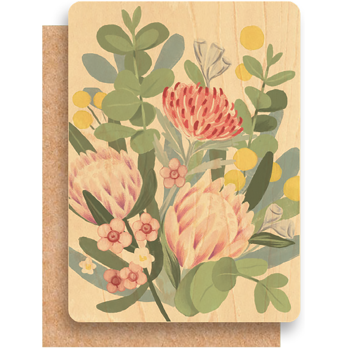 Wood Greeting Card - Native Posy